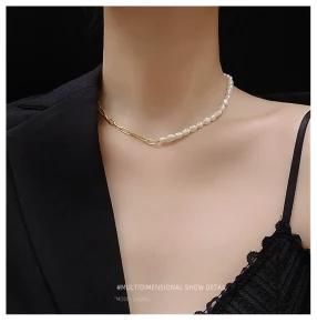 Trendy Custom Stainless Steel Women Fresh Water Tahitian Natural Baroque Beaded Chain Choker Freshwater Pearl Necklace Jewelry