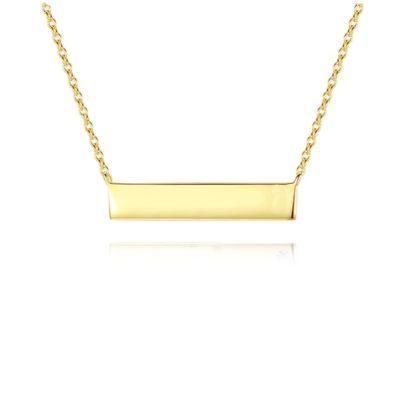 Simple Gold Strip Chain with Cubic Zircon Necklace