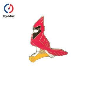 Custom Own Logo Red Bird Metal Brooch Lapel Pin Badge