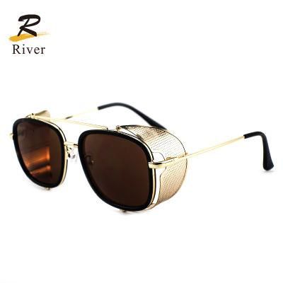 Retro Sunglasses Round Designer Metal Shields Luxury Sunglasses