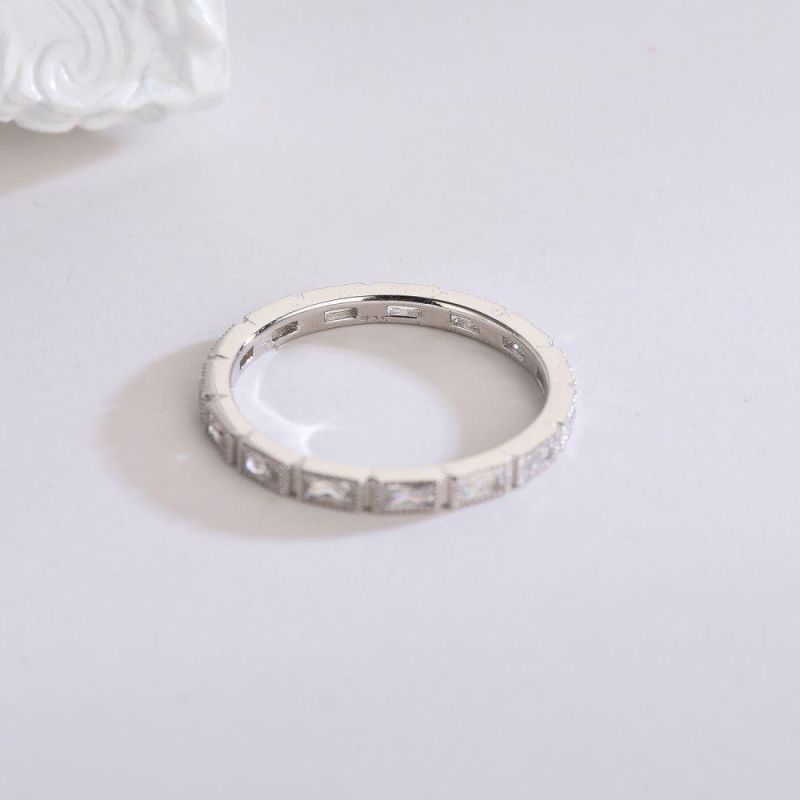 Real 925 Sterling Silver Rings Square Zircon Fashion Rings Women Light Luxury Wedding Engagement Jewelry Gift