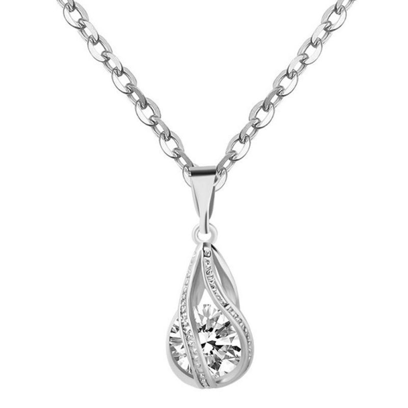 Water Drop 925 Sterling Silver Necklace Earrings Women Jewelry Set