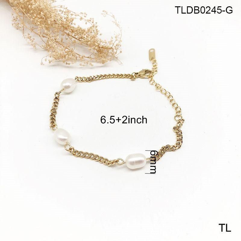 Manufacturer Custom Fashion Jewelry 18K Gold Plated Bracelet Waterproof Top Ranking Stainless Steel Pearl Bracelet Wholesale for Femme
