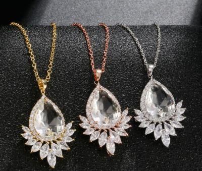 Wedding Pearl CZ Jewelry Set, Bridal CZ Jewelry, Bridesmaid Necklace Jewelry, Rose Gold Earring Necklac Jewelry