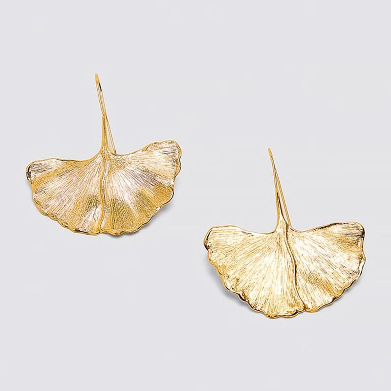 Antique Gold Plated Maple Leaf Shape Alloy Earrings