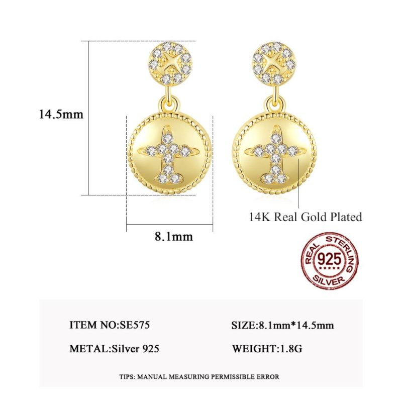 Sublimation Jewelry Round Ear Stud with Plane Patternsliver Earrings