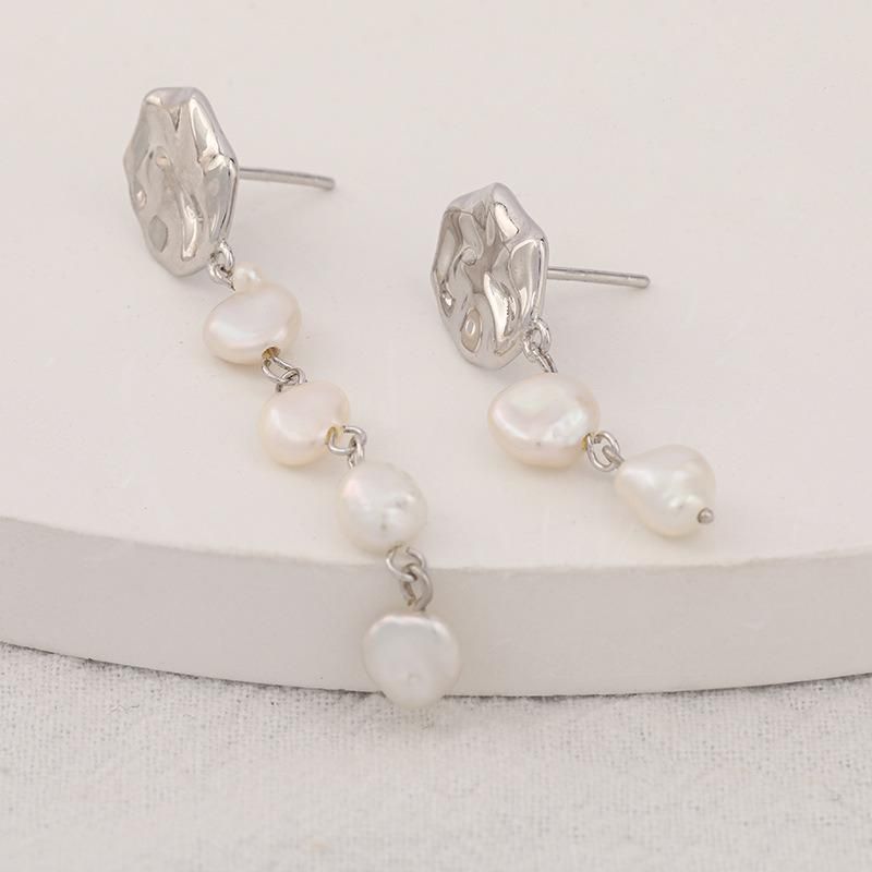 Fashion Jewelry S925 Silver Freshwater Pearl Baroque Earrings
