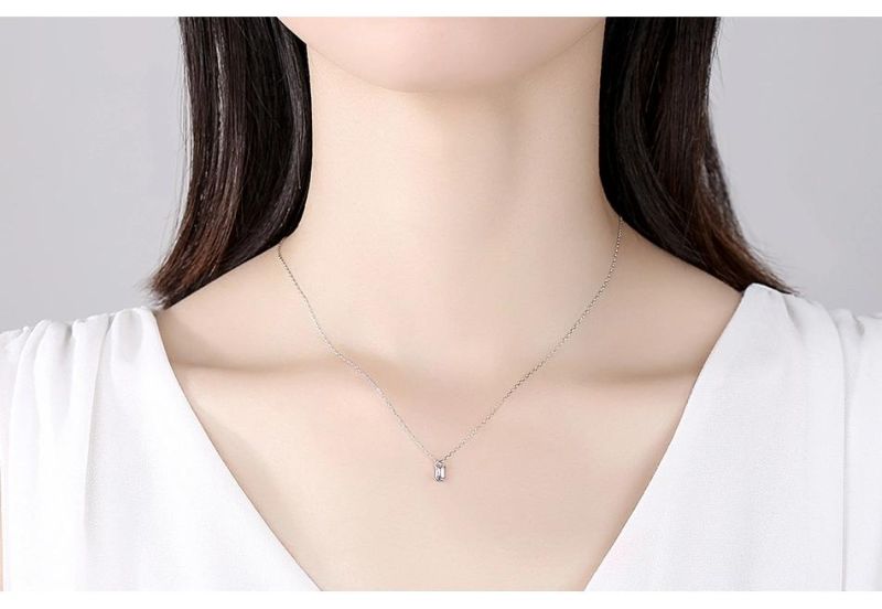 Fashion Creative Transparent Cuboid Crystal Zircon Chain Necklace