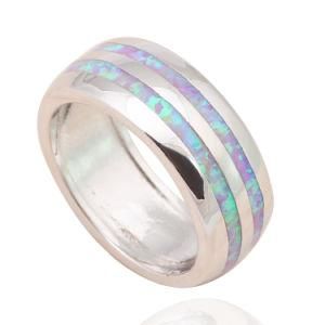 Fashion Stylish 925 Sterling Silver Opal Jewelry Band Ring