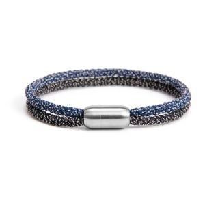 Fashion Simple Stainless Steel Clasp Double Nylon Rope Men Bracelet