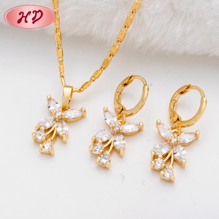 Factory Cheap 18K Gold Plated Diamond CZ Jewelry Sets for Women