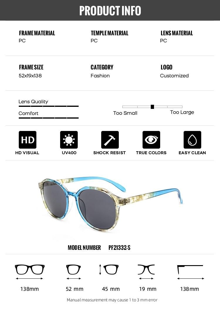 2022 Newest Design Colorful Frame Contrast Pattern Fashion Over Sunglasses High Quality Luxury Sun Glasses Custom Logo