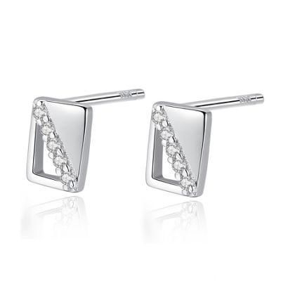 Mini CZ Setting Stone CNC Earrings Silver Ring Studs