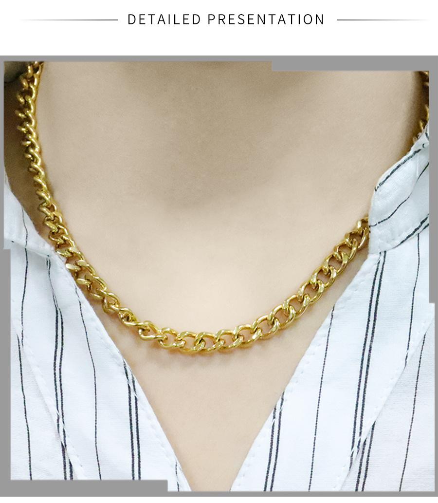 European and American Fashion Men′ S and Women′ S Cuban Chain Double-Sided Gold Necklace