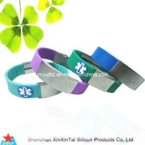 Silicone Bracelet with Engrave Buckle and Clasp (XXT 10018-4)
