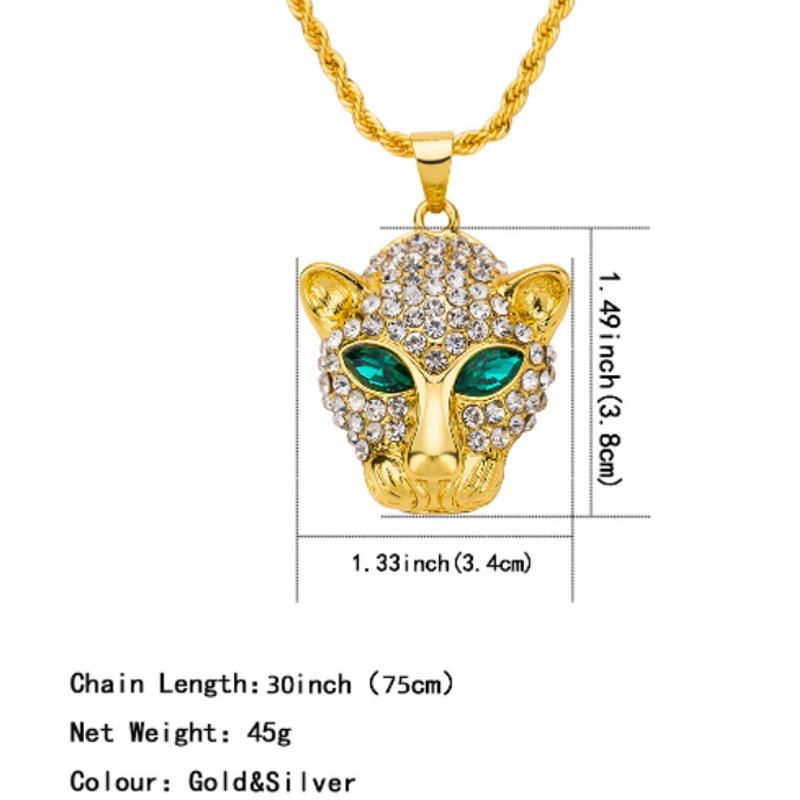 Men Women Accessories Pendant Necklace Fashion Leopard Head Animal Jewelry for Factory Wholesale