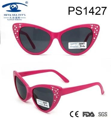 Cat Shape Diamond Decorate Children Kid Plastic Sunglasses (PS1427)
