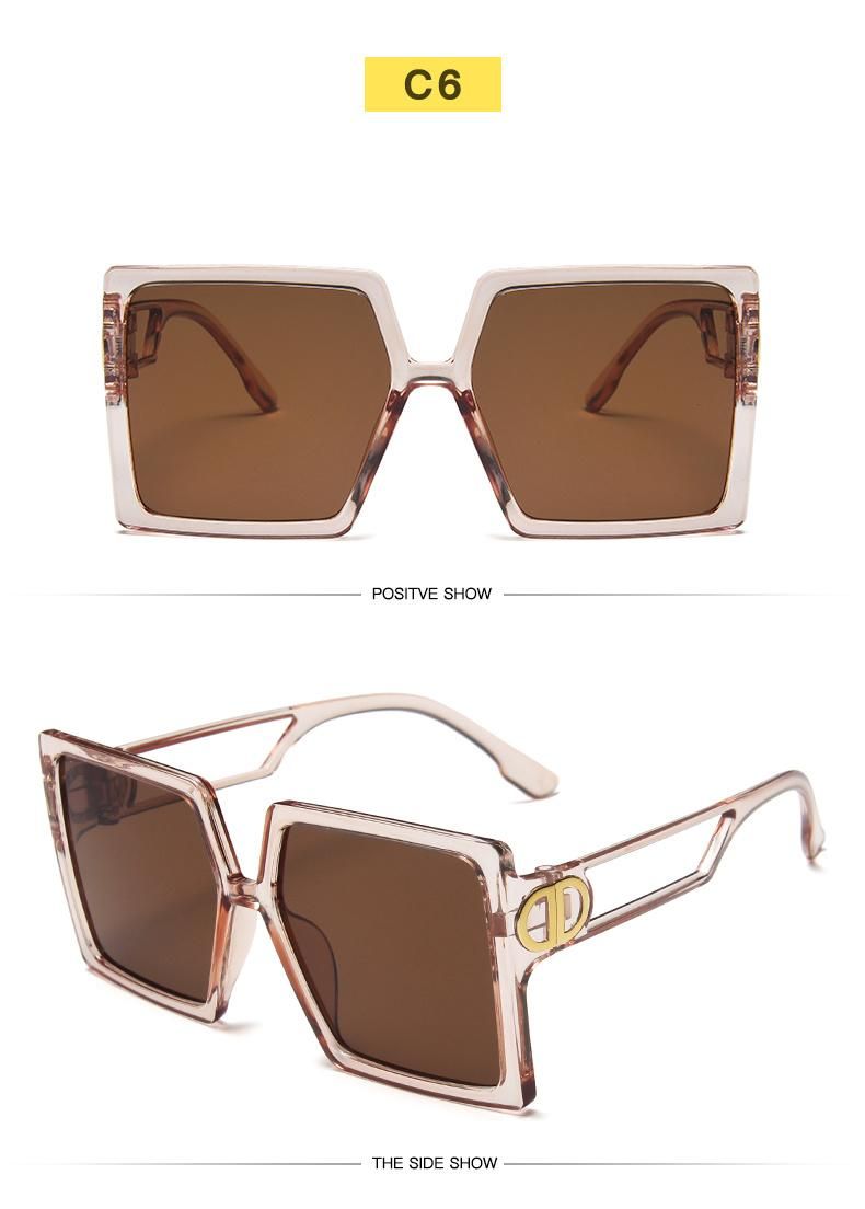 New D Home Big Frame Sunglasses Female Square Hollow Temple Personality Sunglasses