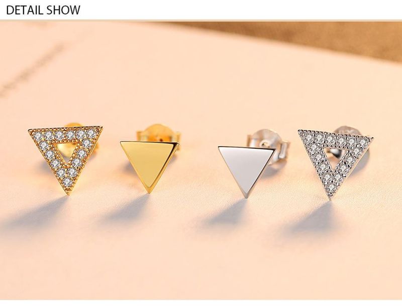 Fashion Jewelry Inverted Triangle Earring Stud with Rhinestone