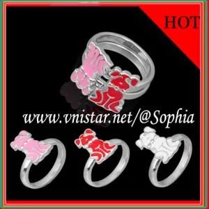 Rhodium Plated Enamel Dog Rings