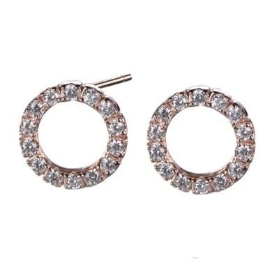 925 Silver Rose Gold Small Round Stud Earring for Girls