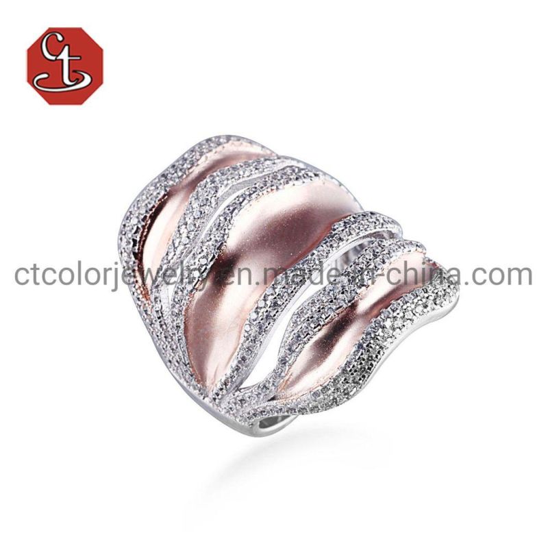 Sandblasted Rings Fashion Metal Pave CZ Silver or Brass Ring Men Jewelry