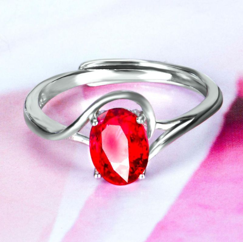 Fashion Jewelry 925 Sterling Silver Created Synthetic Ruby Stone Rings Ruby Jewellery Zirconia Rings