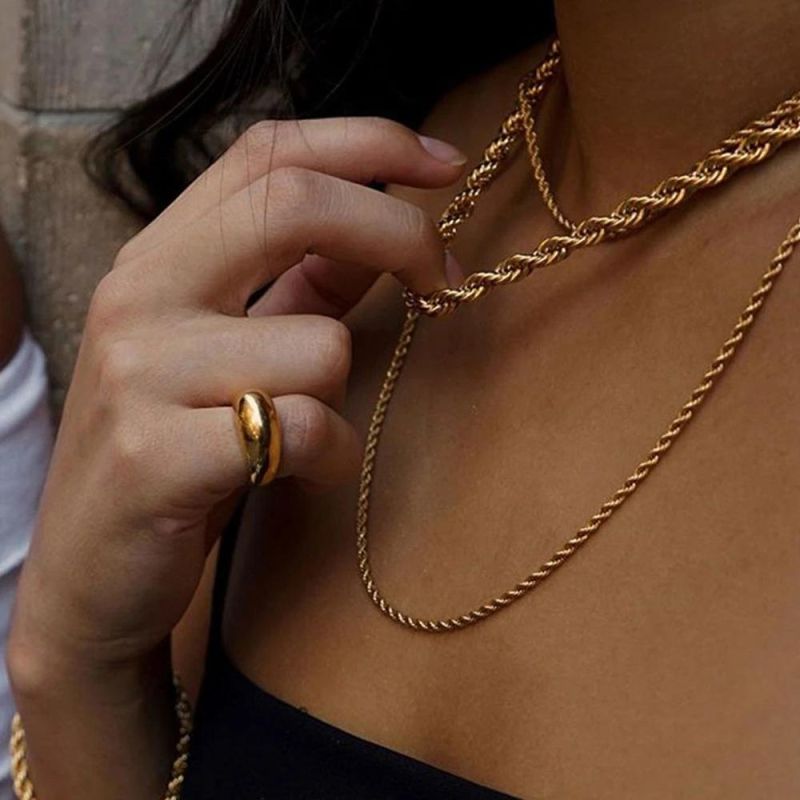 18K Gold Rope Chain Necklace Choker Dainty Chunky Twisted Chain Necklace for Women Jewelry