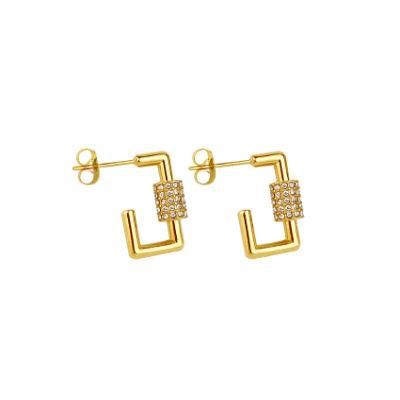 Gemnel Sparkle Classic 18K Rectangular Huggie Stack Stainless Steel Women Earrings Hoops