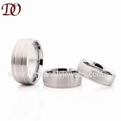 Very Fashion Grooved and Brushed Tungsten Ring Men Wedding Ring