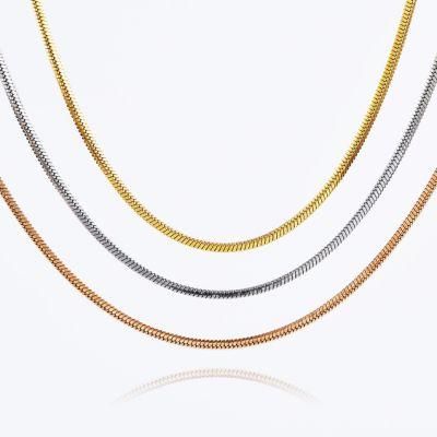 Hip Hop Stainless Steel Square Snake Chain Necklace Fashion Jewelry