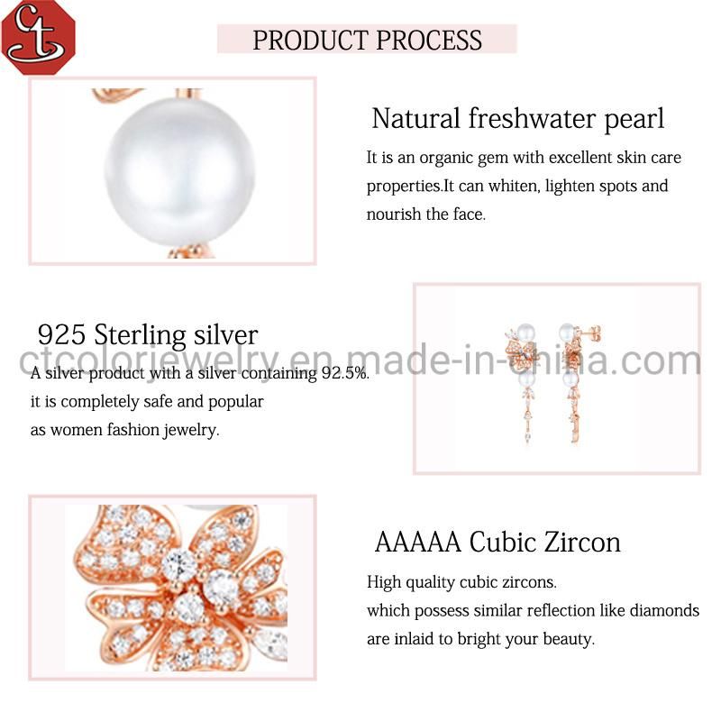 2021 New pearl Flower Drop Earrings for Women Fashion Jewelry 925 Silver Earrings Gift