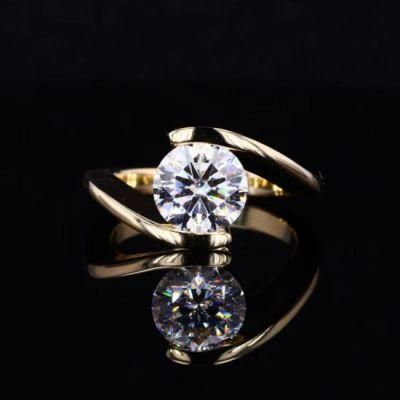 Custom Moissanite Ring 14K Yellow Gold Plated 8.5mm Synthetic Moissanite Women Rings