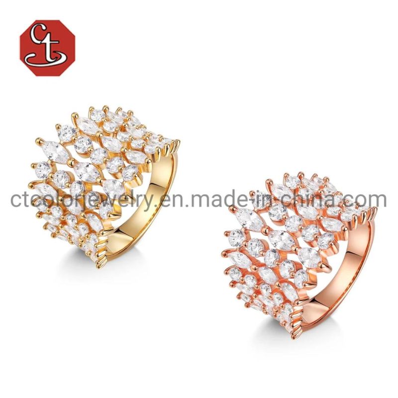 Modern Fashion Women Jewelry 18K Gold Color Ring Trend big White AAA Crystal Zircon Engagement Design Ring
