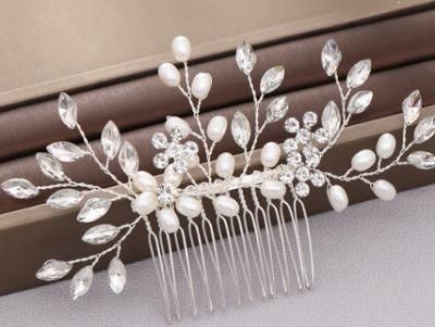 Silver Crystal Pearl Hair Comb Hair Vines Headpiece. Wedding Bridal Crystal Pearl Comb