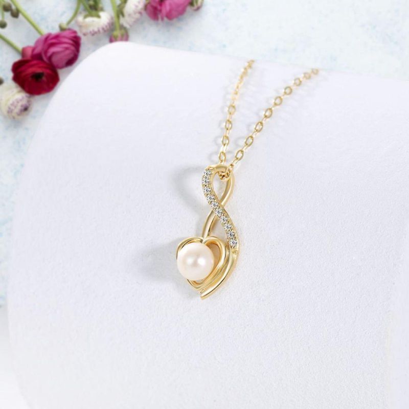 Factory Price Heart Geometry High Quality Pearl Zircon Pendant Necklace