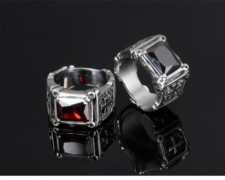 Stainless Steel Jewelry Mens Ring Inlaid AAA Zirconia