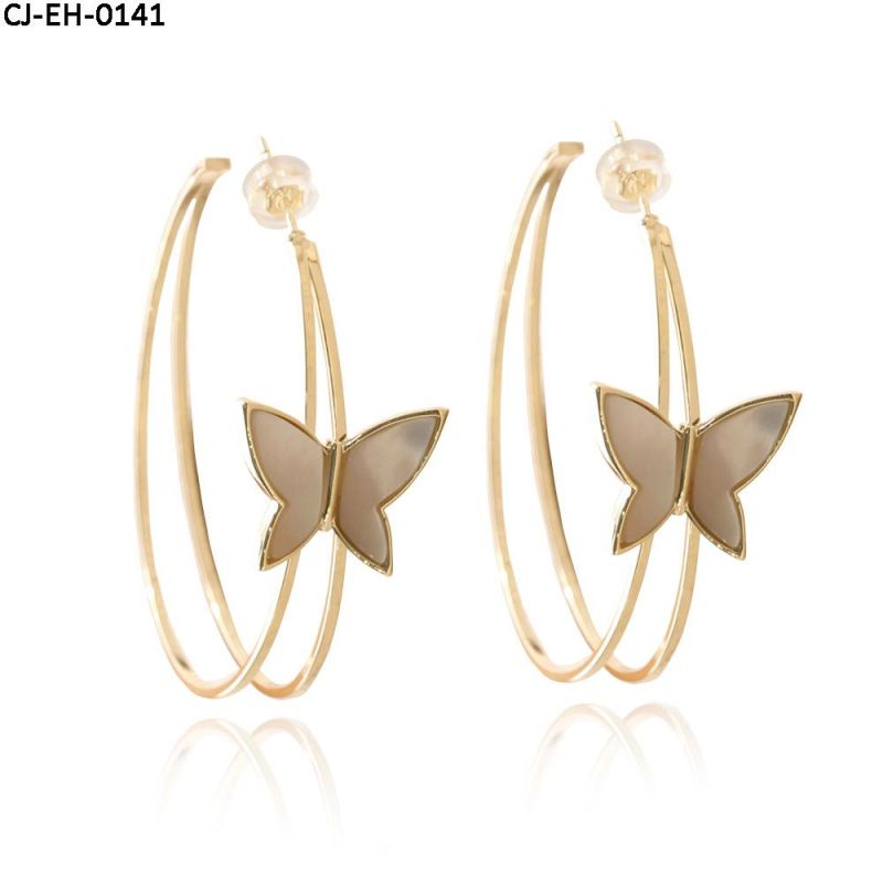 Fashion Shell Butterfly Earrings 925 Silver Exaggerated Acrylic Custom Luxury Gold Ear Crawler Hook Earrings for Women