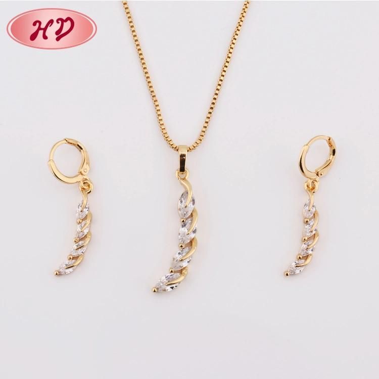 New Design 18K Rose Gold Plated Alloy Crystal Jewelry Chain Set