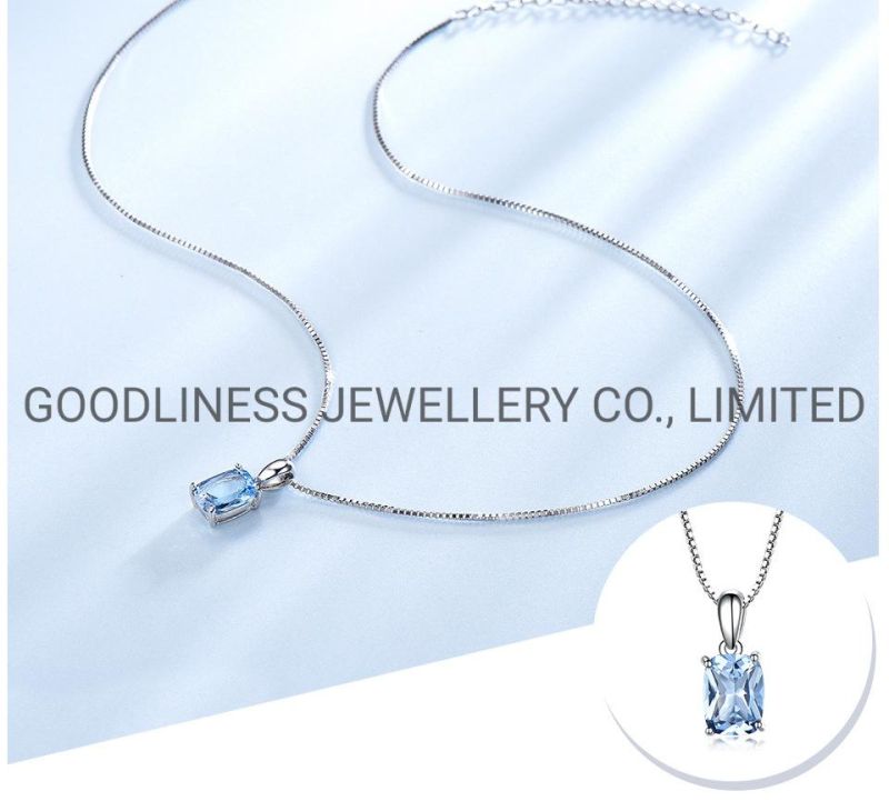Women Diamond Crystal Gemstone Rhinestone Birthstone Emerald Turquoise Pendant Necklace