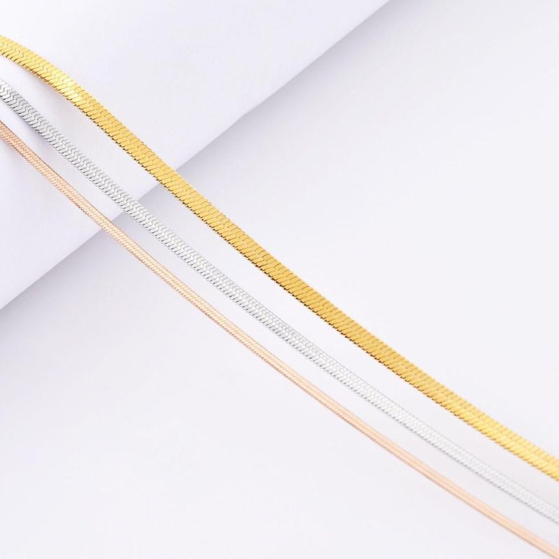 Fashion Accessories Necklace Jewelry Stainless Steel Hip Hop Herringbone Jewellery Layered Bracelet Gold Plated Customized Length