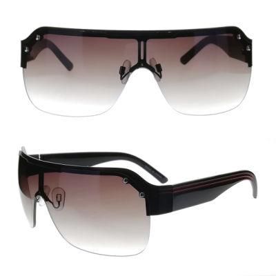 One-Lens Mask Cool Fashion Stainless Steel Sunglasses with Wide Temple