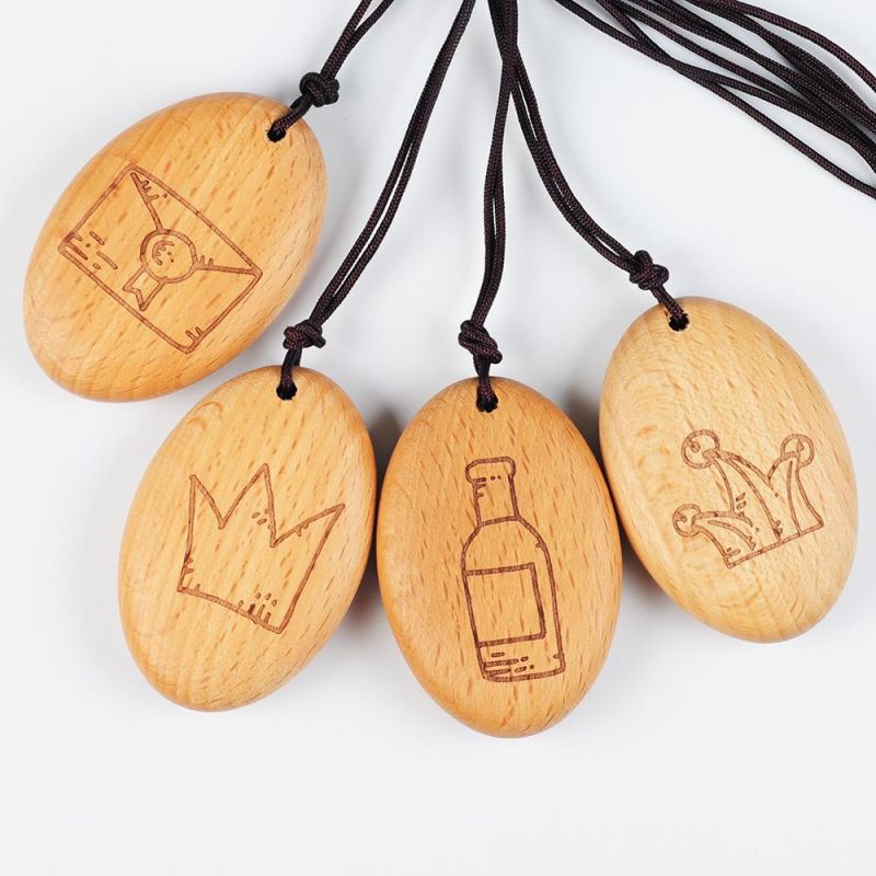 Handmade Round Corner Wooden Pendant with Special Pattern Handicraft Wooden Necklace