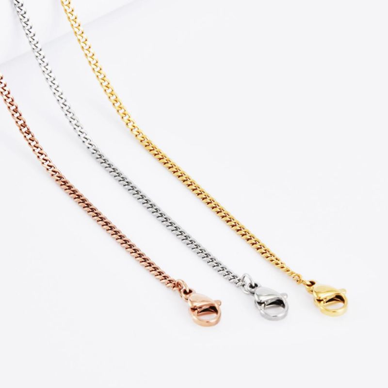 Direct Supplier Non Tarnish Alloy Metal Bracelet Chain Fashion Lady Jewelry Curb Chains Cuban Necklace for Charms Handcraft Gift Design