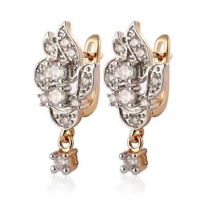 Costume Fashion Imitation Jewelry Women 14K 18K Gold Plated Huggie Hoop Earring with CZ Pearl