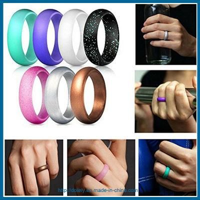 Silicone Soft Wedding Band Engagement Finger Rubber Rings for Men Women