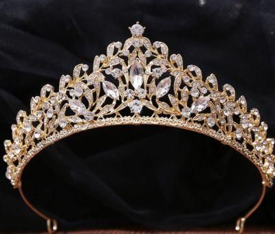 Gold Tiara Crown. Pageant Crystal Tiara Crown. Wedding Bridal Tiara Crown