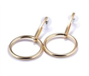 New Hot European and American Minimalist Geometric Hollow Circle Earrings Retro Modern Gold and Silver Earrings Female