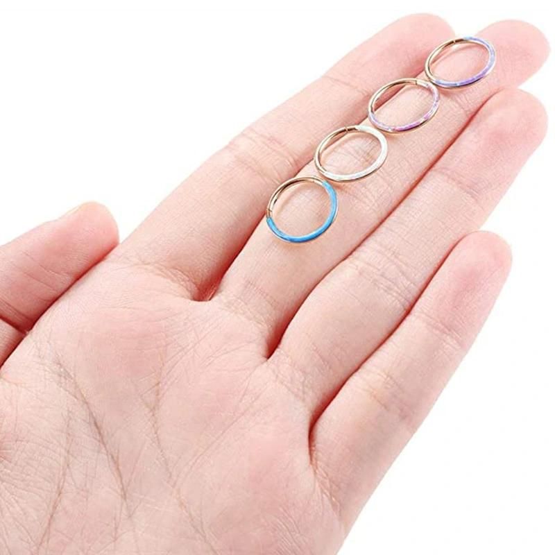 ASTM F136 Titanium Setting Opal Hinged Segment Ring Body Piercing Jewelry