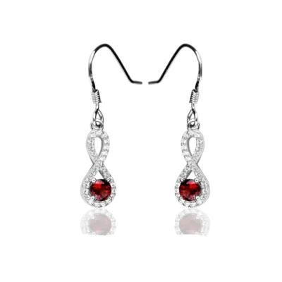 925 Sterling Silver Retro Garnet Earrings Female Fine Jewelry Infinity Earrings